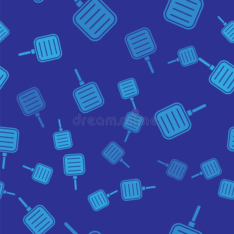 Blue Frying pan icon isolated seamless pattern on blue background. Fry or roast food symbol. Vector Illustration.  royalty free illustration