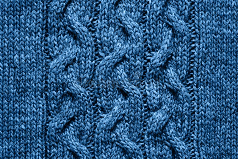 Blue knitted texture. Handmade Knitwear. Background. Olor of the year stock photography