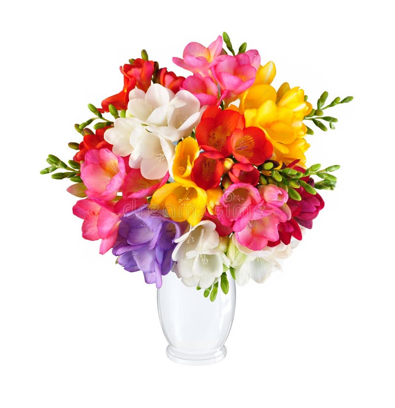 Bouquet of spring flowers in white vase royalty free stock photos