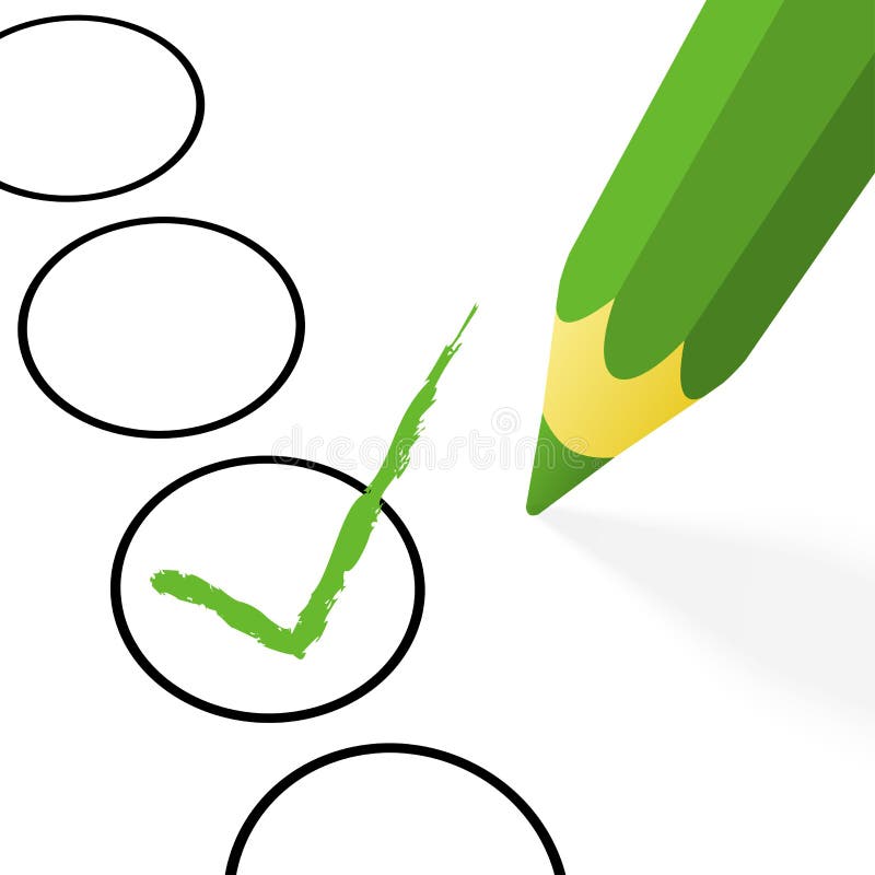 Choice: green pencil with hook stock illustration