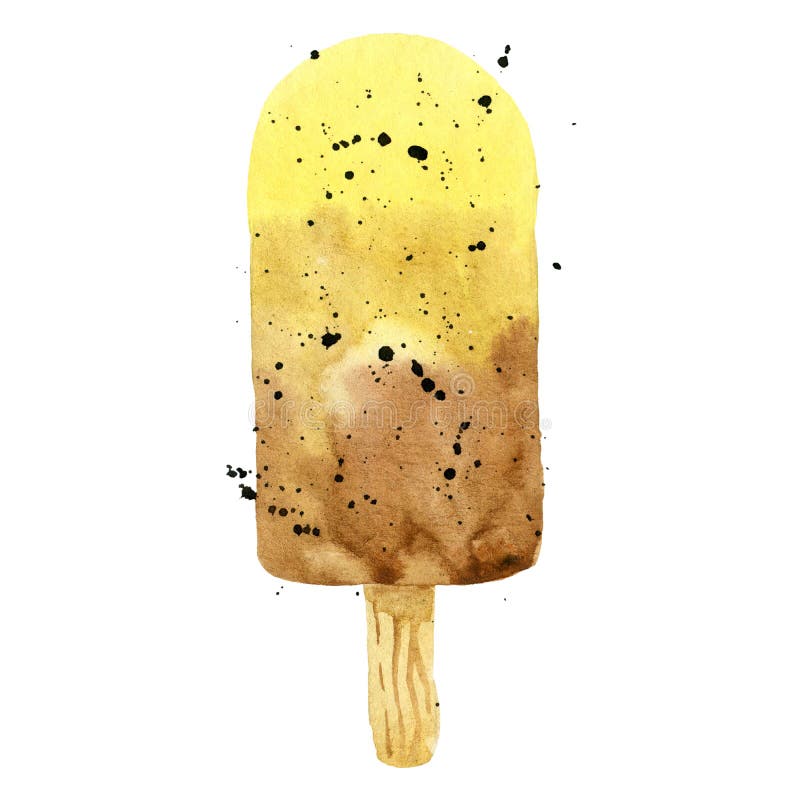Colorful ice cream. Hand drawn watercolor illustration stock image