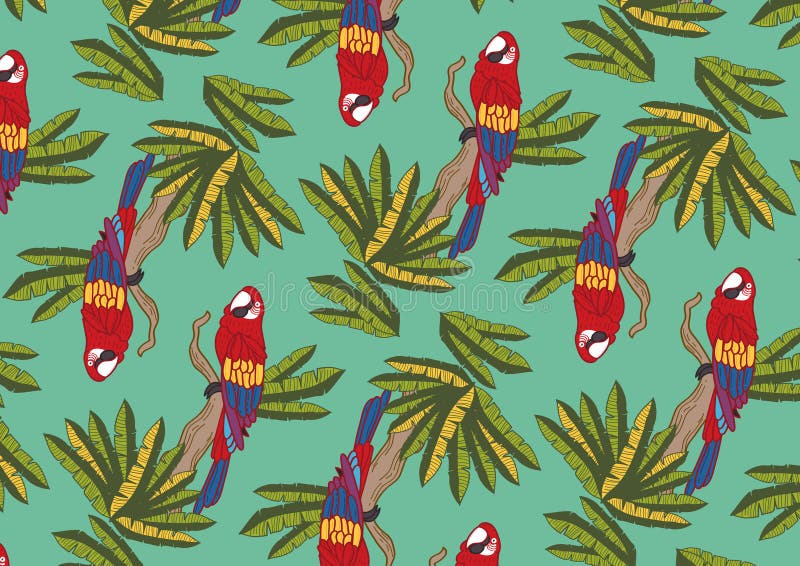 Colorful parrot - pattern design. Colorful parrot - freehand drawing pattern design vector illustration