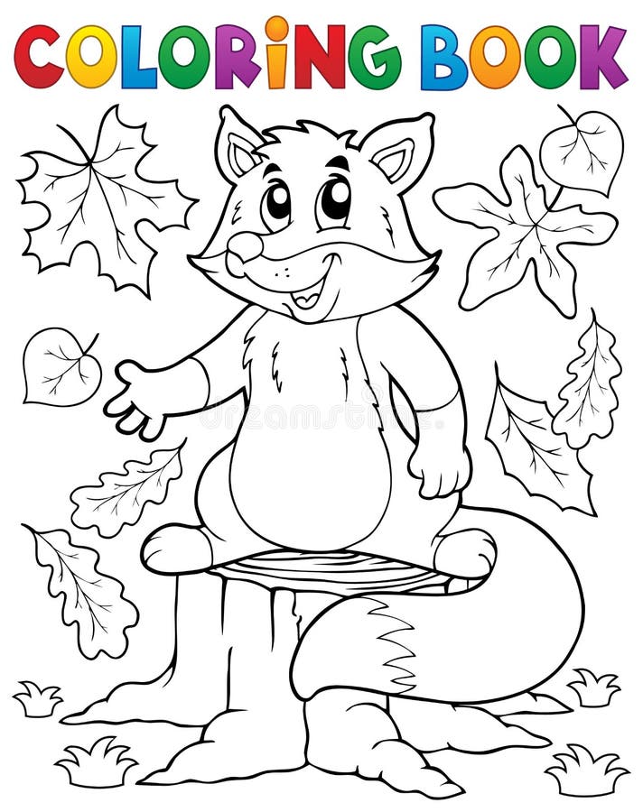 Coloring book cute fox theme 1 vector illustration