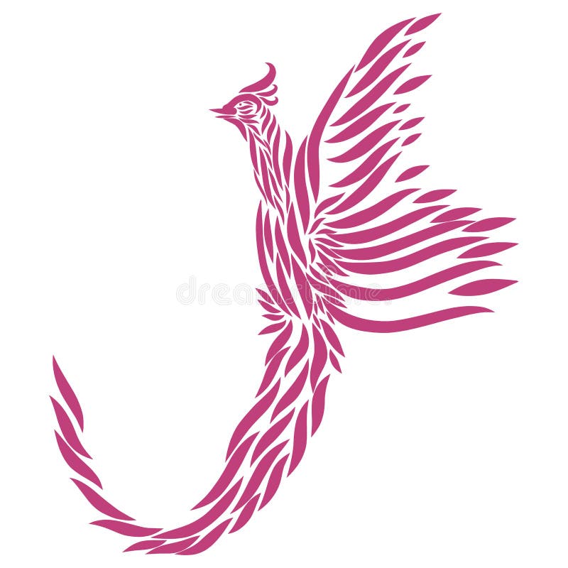 Dove of peace abstract fairytale bird of paradise fuchsia with elegant plumage royalty free illustration