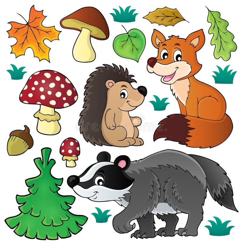 Forest wildlife theme set 1 royalty free illustration