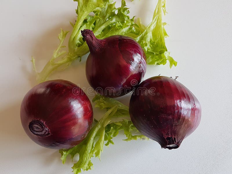 Fresh raw purple onion vegetable natural vegan food on white background. Closeup royalty free stock photos