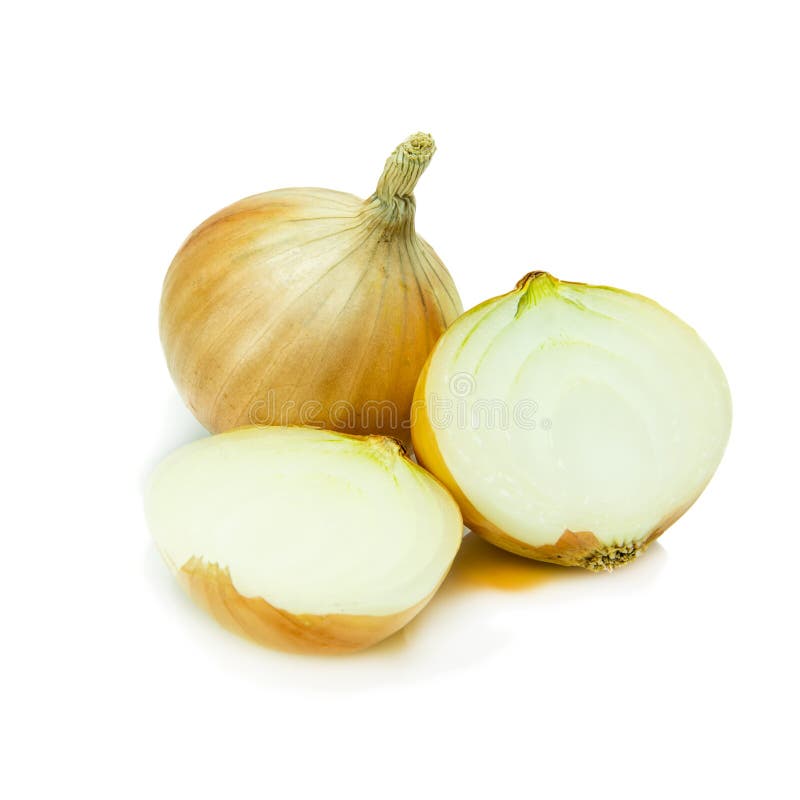 Gold onions isolated on white background.  stock photography