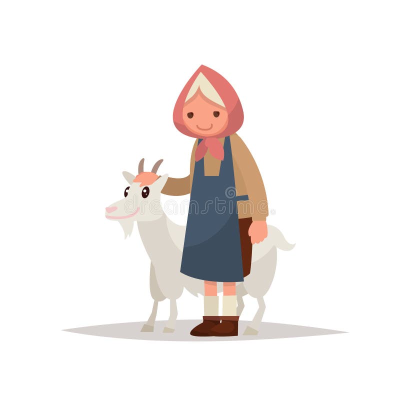 Grandmother with a goat. Vector illustration stock illustration