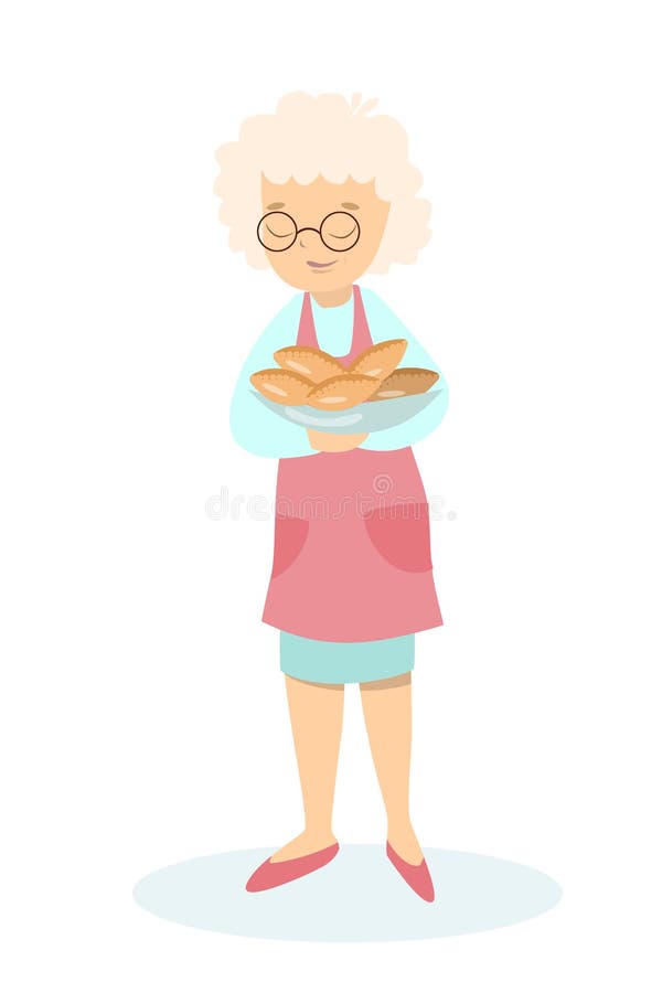 Grandmother with pies. royalty free illustration