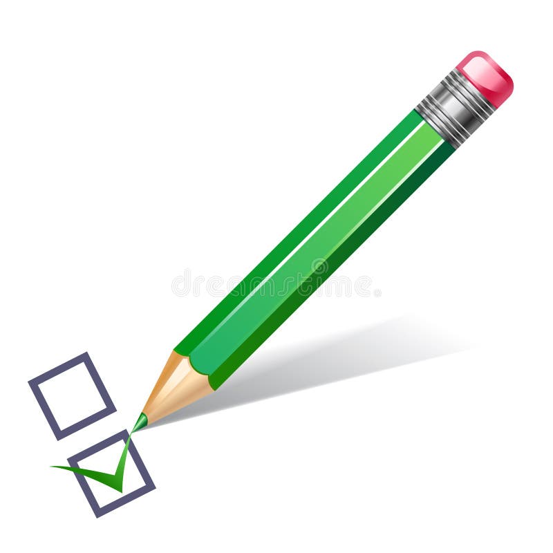 Green pencil with checklist royalty free illustration