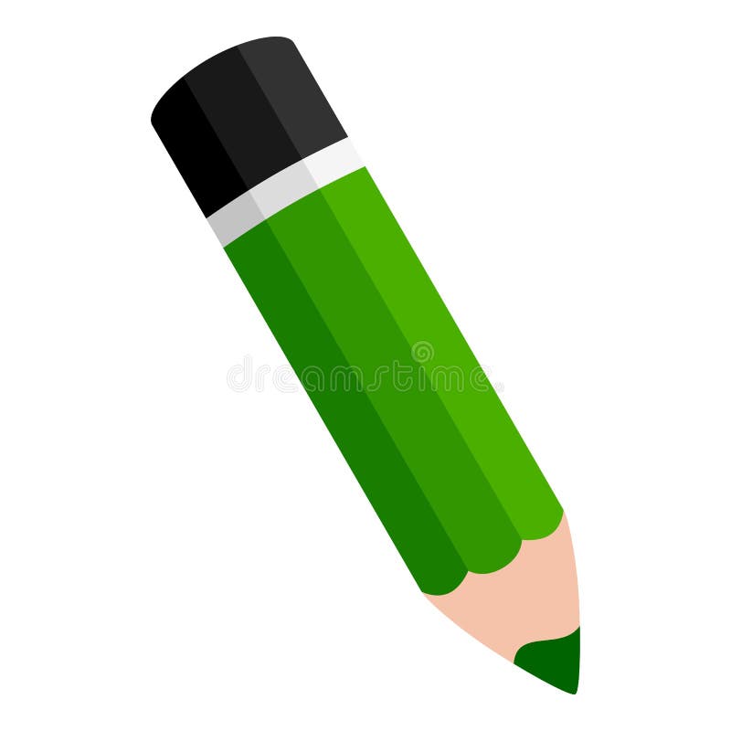 Green Pencil Flat Icon Isolated on White royalty free illustration