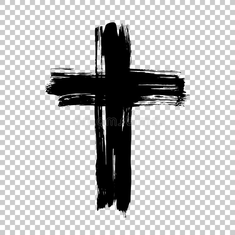 Hand drawn cross. Grunge cross. Cross made with brush stroke royalty free illustration
