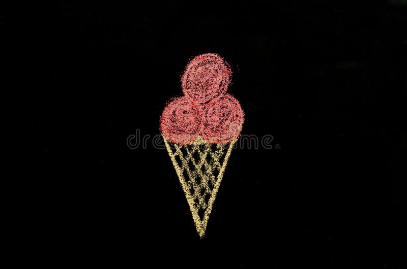 Hand drawn ice cream on blackboard.  royalty free stock photos