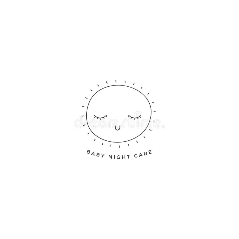 Hand drawn logo template, vector sleepy sun. royalty free illustration