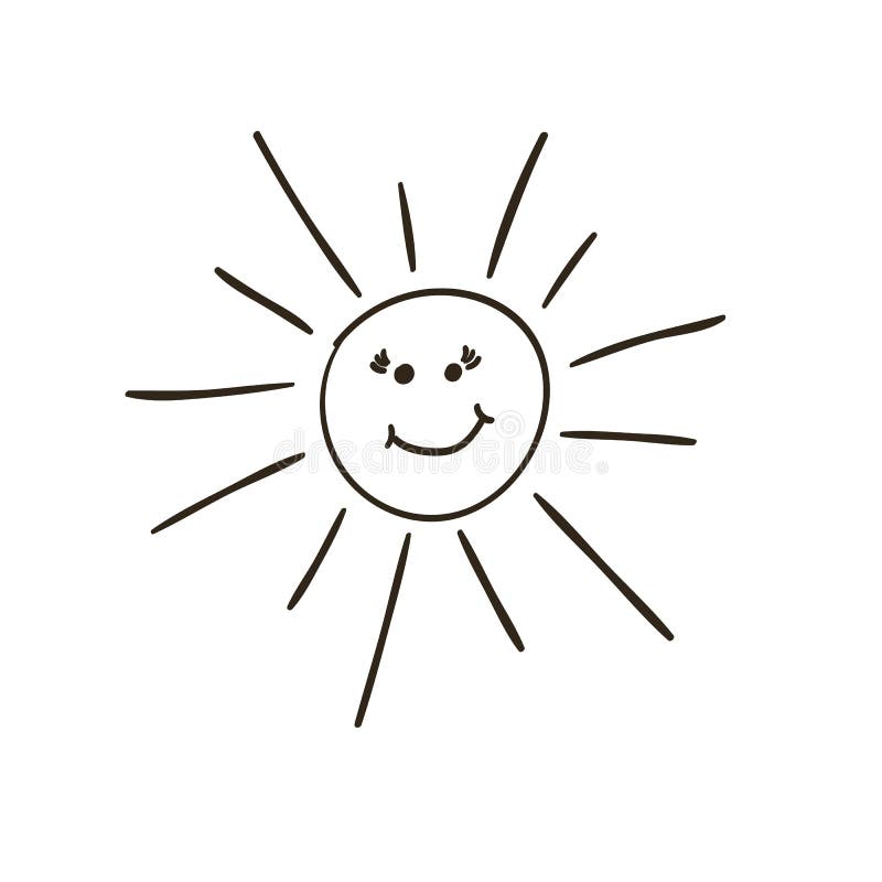 Hand-drawn sun. Vector vector illustration