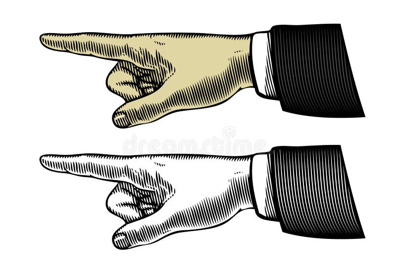 Hand with pointing finger stock illustration
