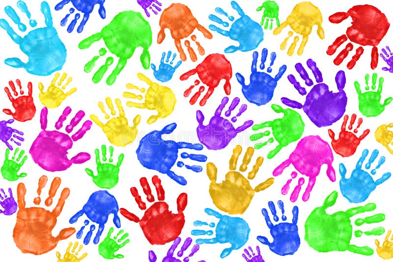 Handpainted Handprints of Kids royalty free stock images