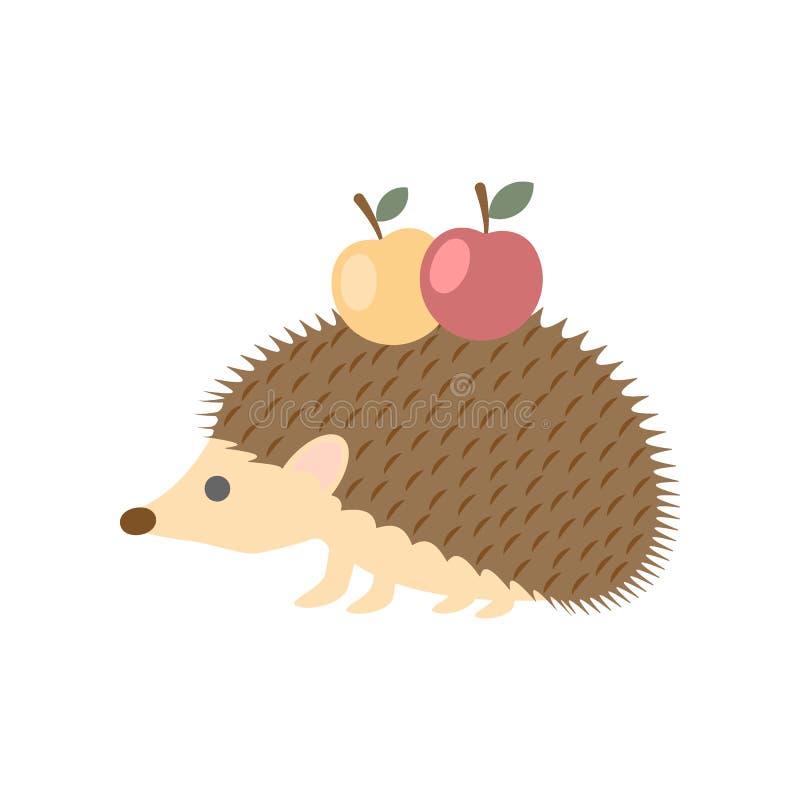 Hedgehog with apples. Element of colored autumn illustration for mobile concept and web apps. Detailed hedgehog with apples illust. Ration can be used for web royalty free illustration