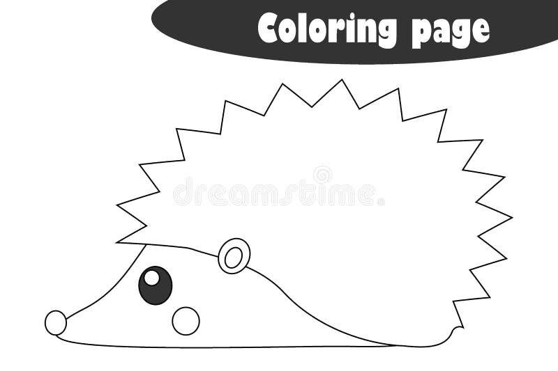 Hedgehog in cartoon style, autumn black white coloring page, education paper game for the development of children, kids preschool. Activity, printable worksheet vector illustration