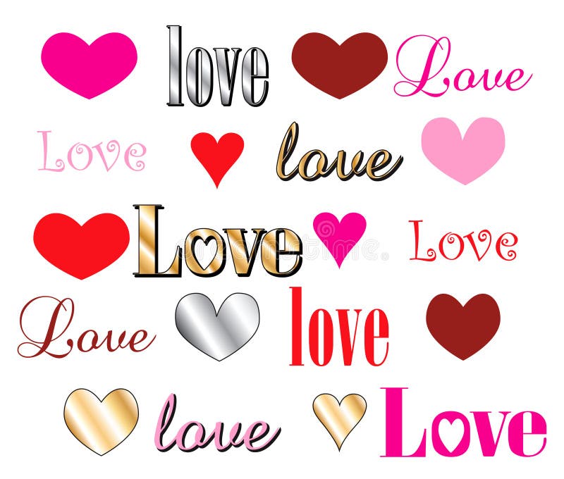 Love Heart Fonts stock illustration