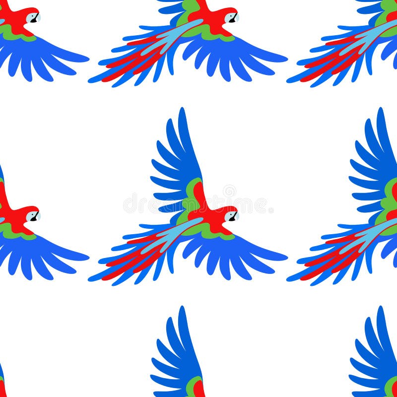 Macaw parrot seamless pattern. Vector illustration on white background royalty free illustration