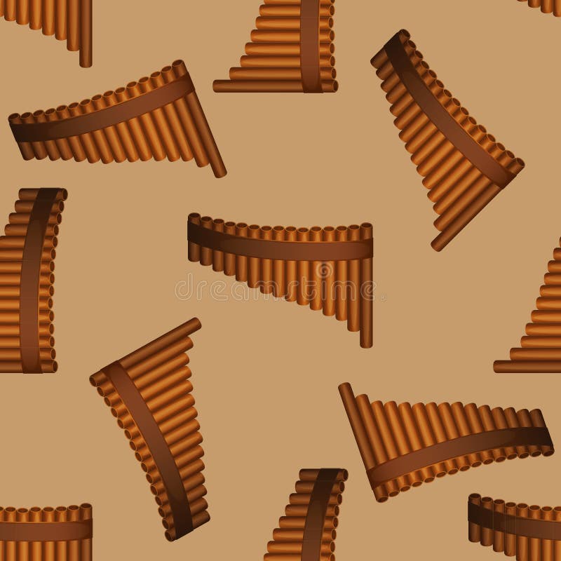 Pan flute pattern. Pan flute isolated seamless pattern vector illustration stock illustration