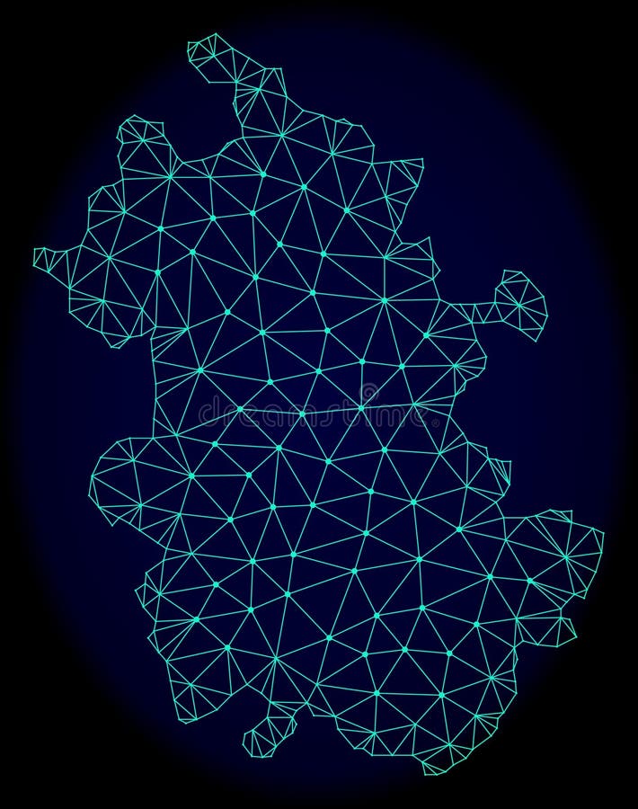 Polygonal Network Mesh Vector Abstract Map of Anhui Province. Polygonal vector mesh map of Anhui Province. Connected lines, triangles and points forms abstract stock illustration