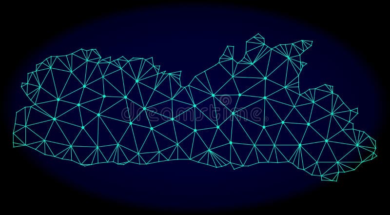 Polygonal Wire Frame Mesh Vector Abstract Map of Meghalaya State. Polygonal vector mesh map of Meghalaya State. Connected lines, triangles and points forms stock illustration