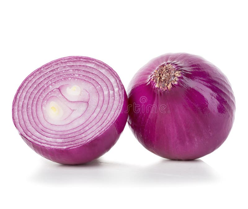 Red onions close-up isolated on a white. Background royalty free stock photos