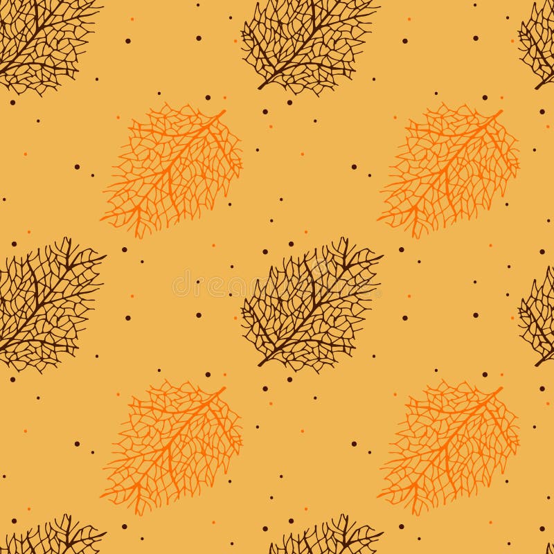 Repeat pattern with flying autumn leaves skeletons royalty free illustration