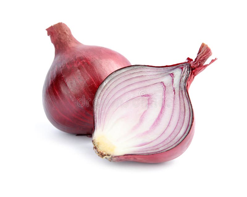 Ripe red onions. On white background royalty free stock images