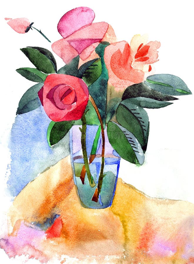 Roses in a vase royalty free illustration