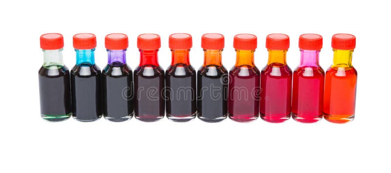 Row Of Food Color Additives I royalty free stock image