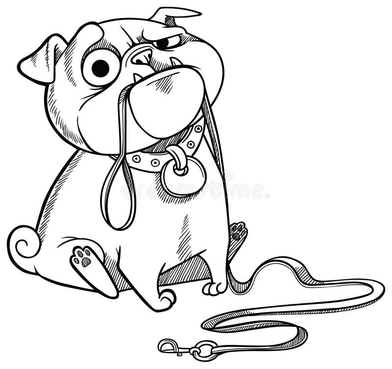 Sad pug puppy royalty free illustration