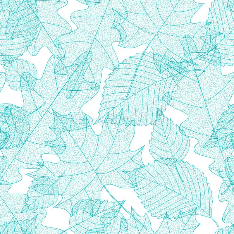 Seamless pattern with macro leaves skeletons stock illustration