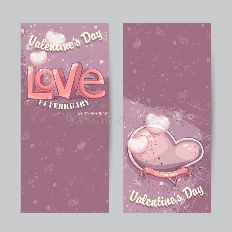 Set of vertical cards for Valentine