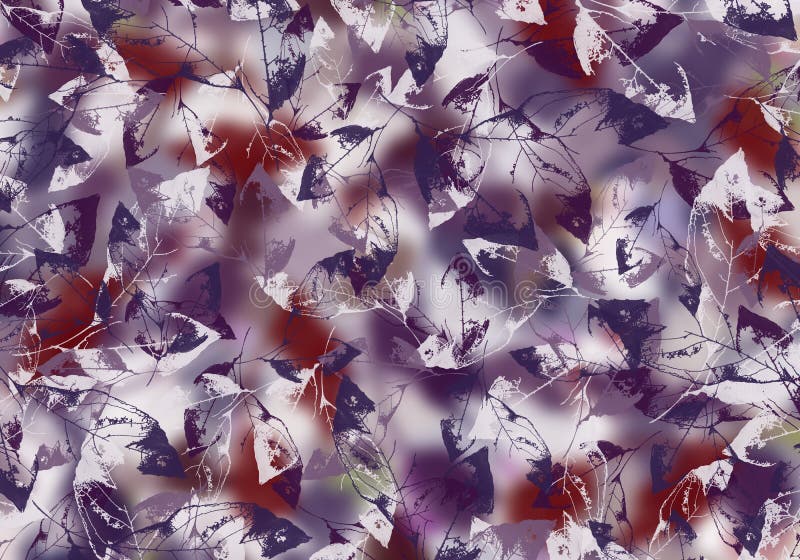 Skeletons of leaves on a blurred background. stock illustration