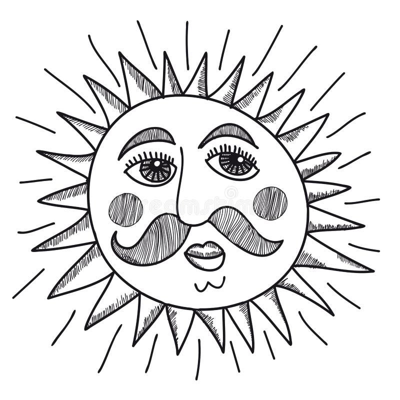 The sun with face drawn by hand. royalty free illustration