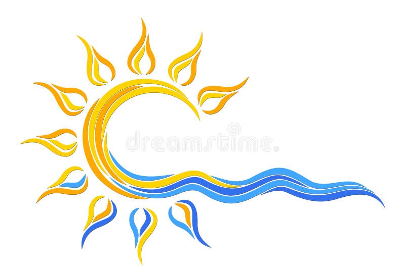 Sun Logo in the sea. royalty free illustration