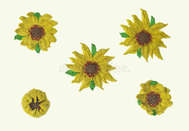 Sunflower plasticine. Set over white with clipping path royalty free stock image