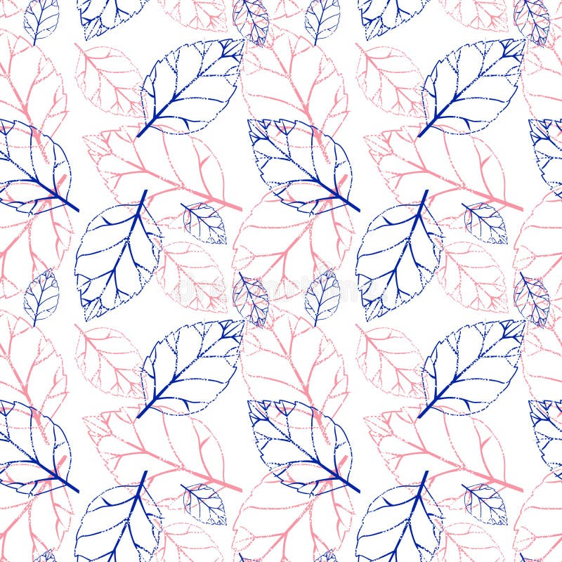 Watercolor seamless pattern with pink and orange autumn leaves. nature background vector illustration