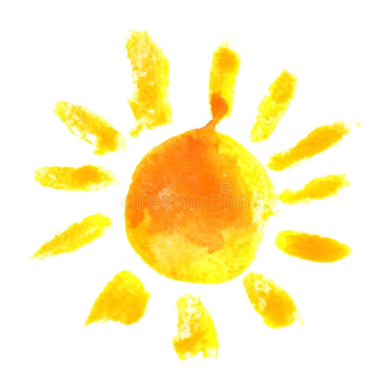 Watercolor sun icon vector illustration