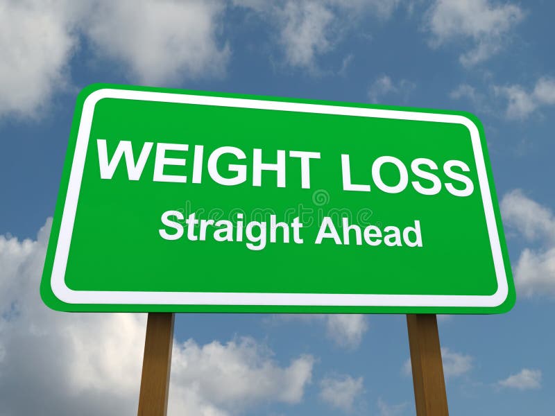 Weight loss straight ahead sign stock illustration