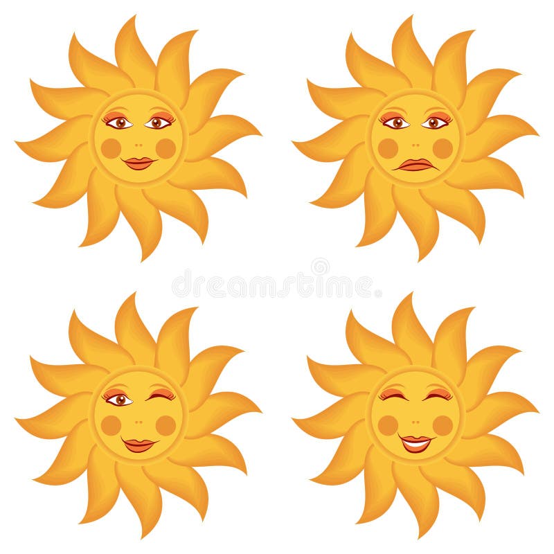 Wide Maslenitsa card with emotions of sun royalty free illustration