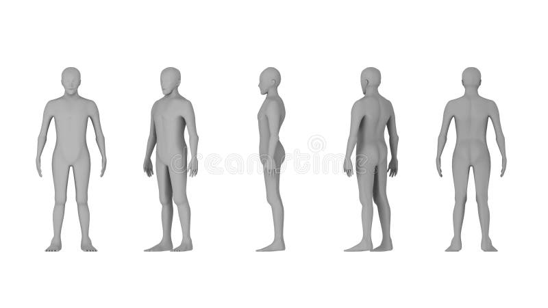 Wire frame of human bodies. Polygonal model on white background. Artificial intelligence concept, 3d illustration royalty free illustration