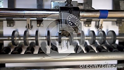 Machines in the printing house, closeup shoot. Newspapers coming off the rotation printing folder in press industrial stock video