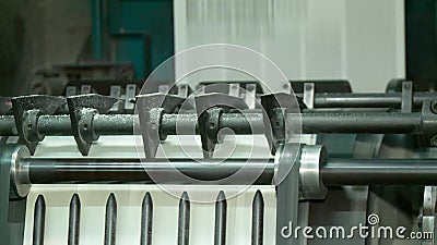 Newspaper printing process at factory stock video