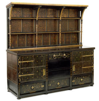 Sideboard, designed by Philip Webb, made by Morris, Marshall, Faulkner & Co., about 1862, England. Museum no. CIRC.540:1 to 5-1963. © Victoria and Albert Museum, London 