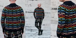 мужской пуловер спицами с кирпичиками