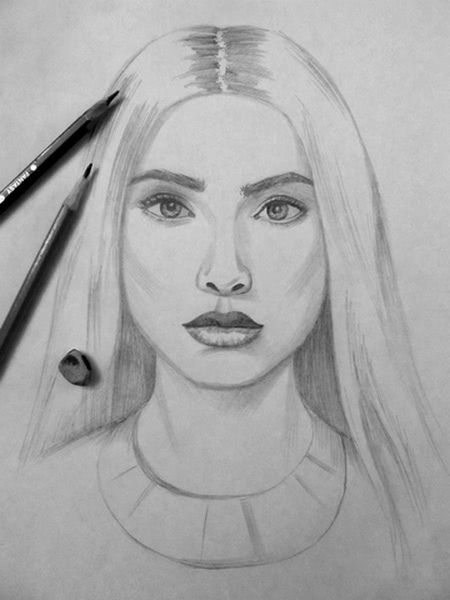 Срисовка портрета карандашом для девочек-8